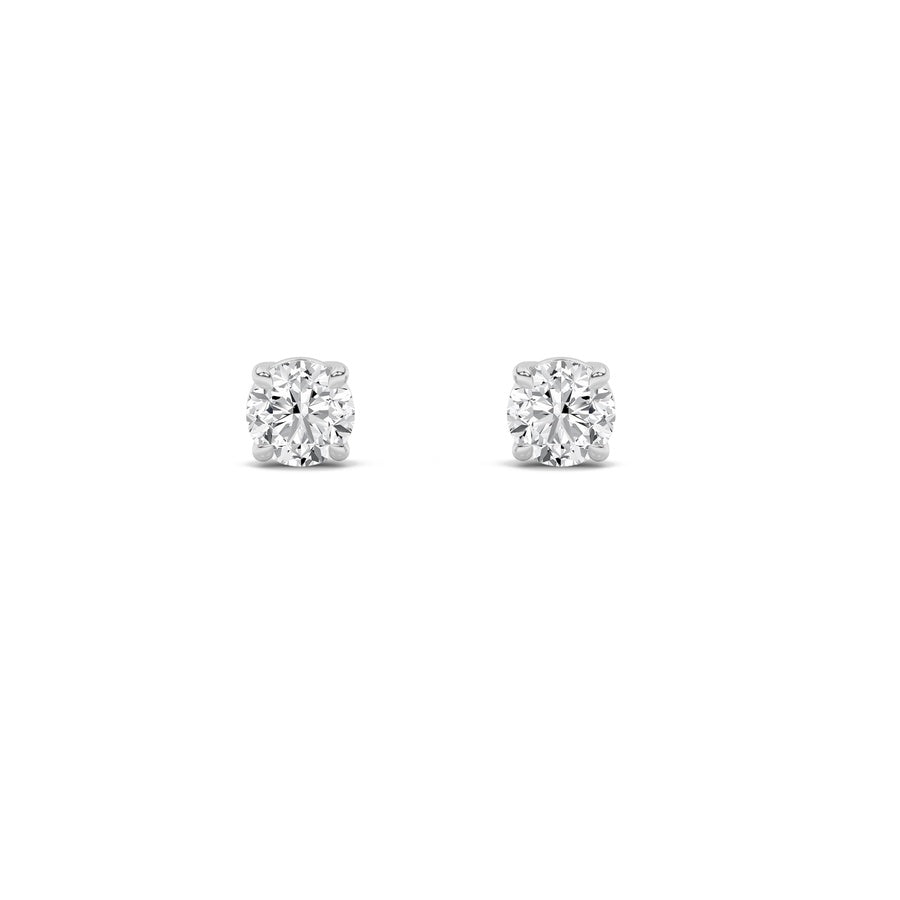 3Cttw Round Shaped Lab Grown Diamond (F/VS) Classic Basket Set Stud Earrings in 14K Gold