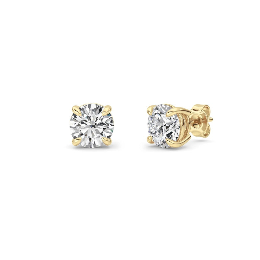 3Cttw Round Shaped Lab Grown Diamond (F/VS) Classic Basket Set Stud Earrings in 14K Gold
