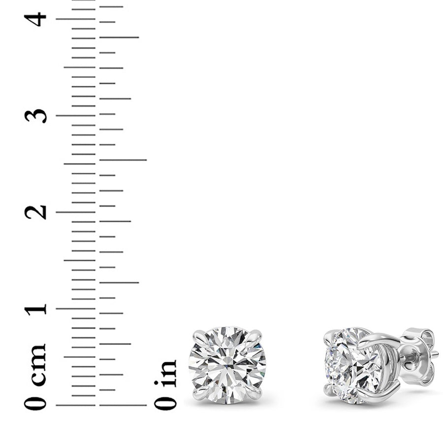 4Cttw Round Shaped Lab Grown Diamond (F/VS) Classic Basket Set Stud Earrings in 14K Gold