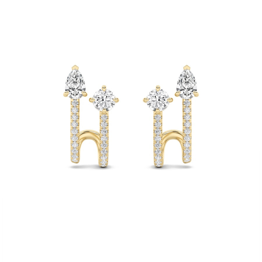 2.5Cttw Round Shaped Lab Grown Diamond (F/VS) Toiet Moi Accented Earrings in 14K Gold