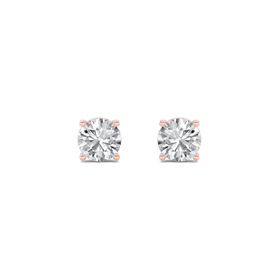 5Cttw Round Shaped Lab Grown Diamond (F/VS) HiddenHalo Stud Earrings in 14K Gold