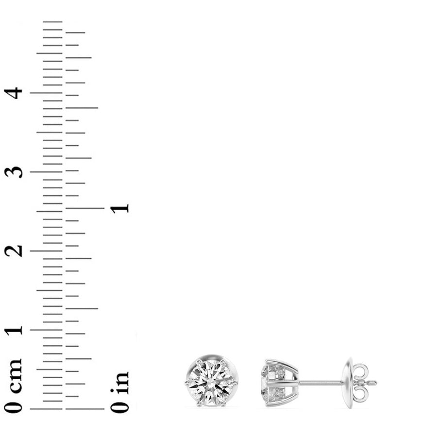 Round Shape Hidden Halo Stud Earrings lab grown diamond