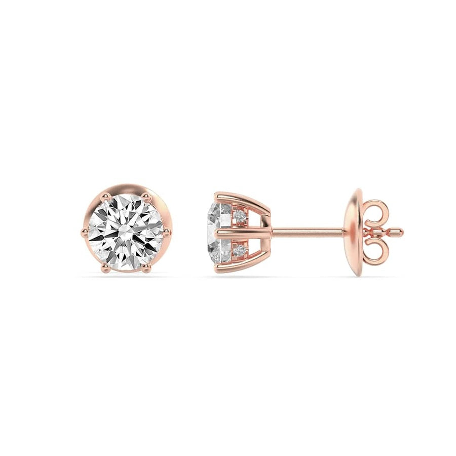 Round Shape Hidden Halo Stud Earrings lab grown diamond