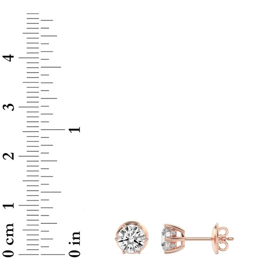 Round Shape Hidden Halo Stud Earrings lab grown diamond