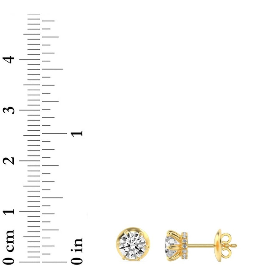 Round Shape Hidden Halo Stud Earrings lab grown diamond