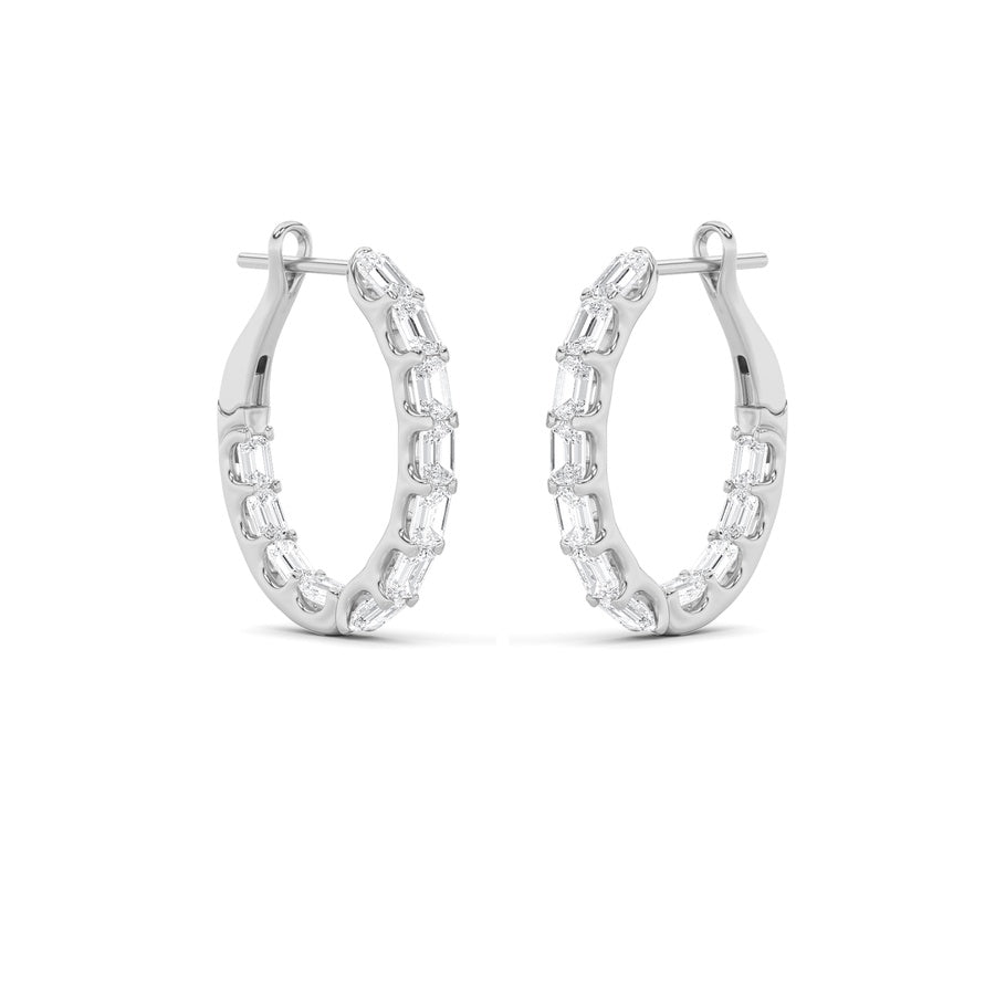 4Cttw Emerald Shaped Lab Grown Diamond (G/VS) Inside Out Hoop Earrings in 14K Gold