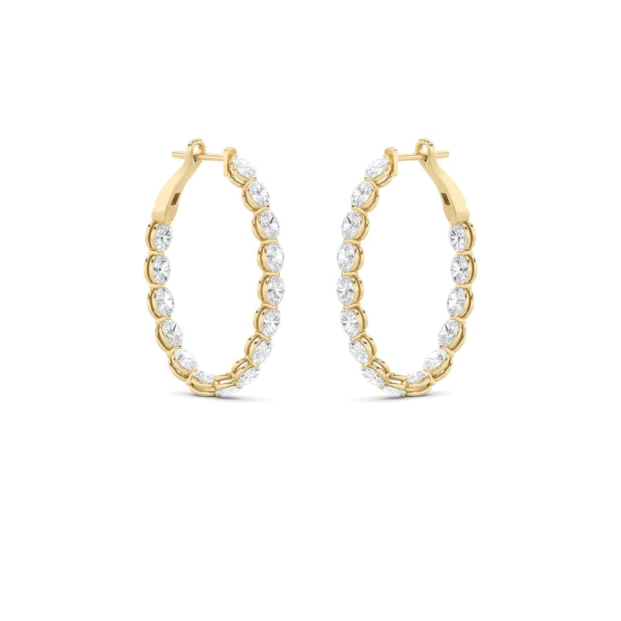 6Cttw Oval Shaped Lab Grown Diamond (F/VS) InsideOut Hoop Earrings in 14K Gold