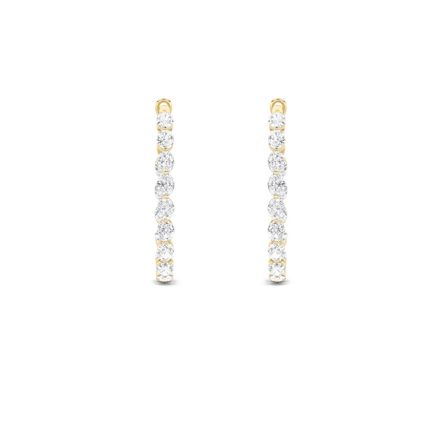 6Cttw Oval Shaped Lab Grown Diamond (F/VS) InsideOut Hoop Earrings in 14K Gold