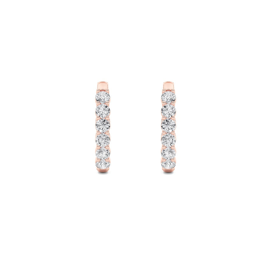 3Cttw Round Shaped Lab Grown Diamond (F/VS) InsideOut Hoop Earrings in 14K Gold