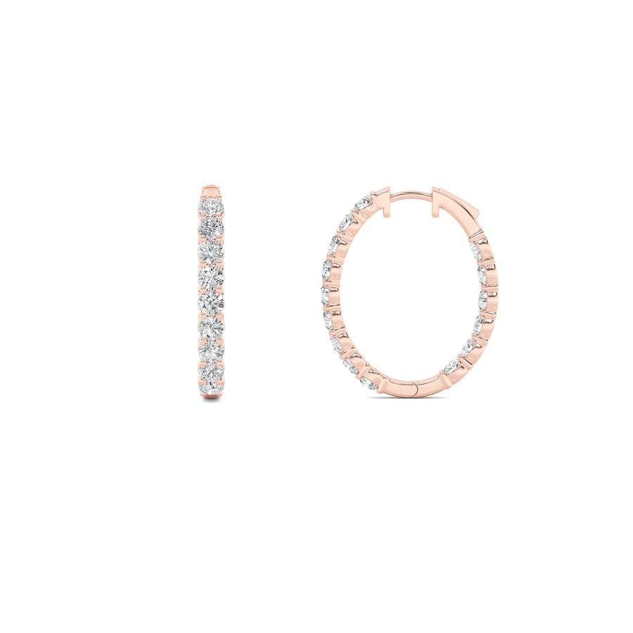 Round Shape Inside Out Hoop Earrings lab grown diamond