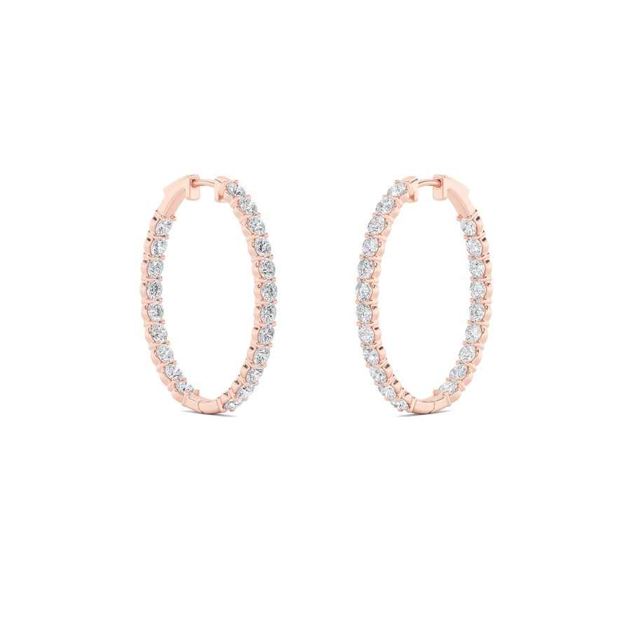 Round Shape Inside Out Hoop Earrings lab grown diamond
