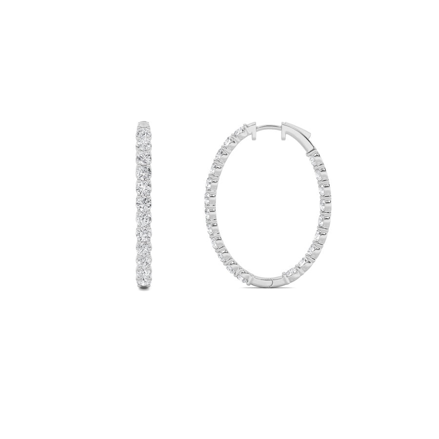 Round Shape Inside Out Hoop Earrings lab grown diamond