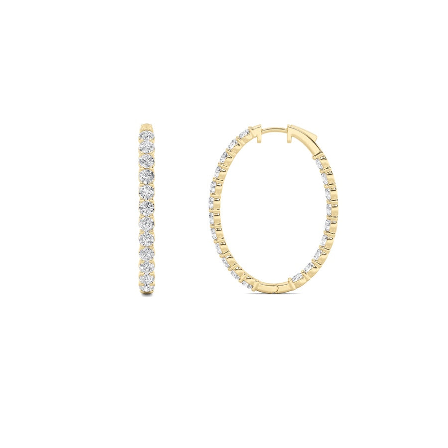 Round Shape Inside Out Hoop Earrings lab grown diamond