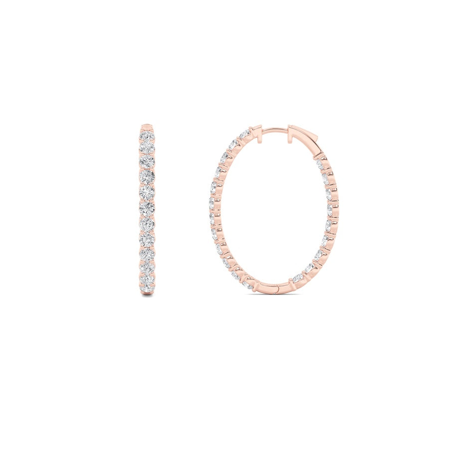 Round Shape Inside Out Hoop Earrings lab grown diamond