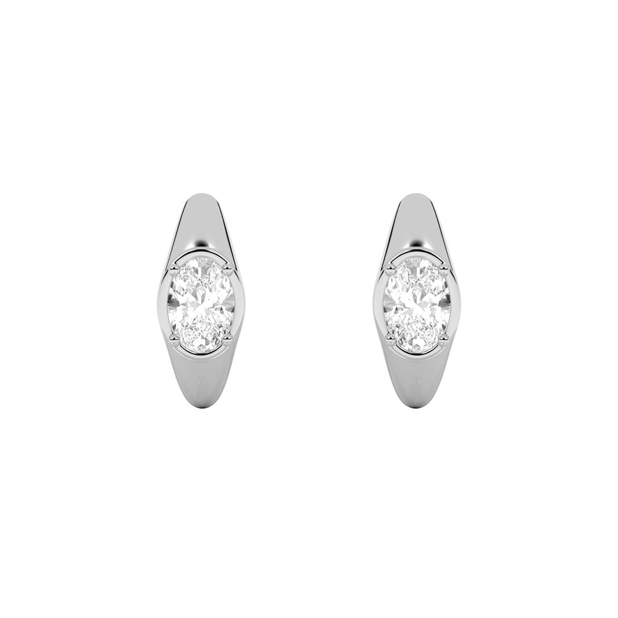Oval Shape Solitaire Huggie Earrings lab grown diamond