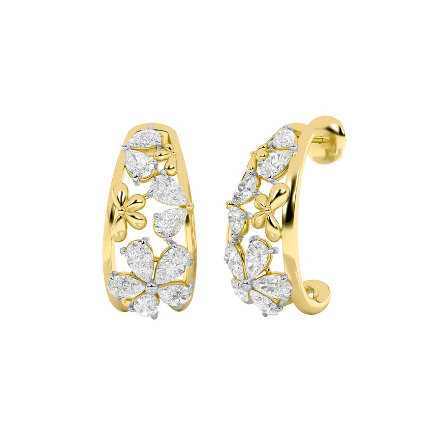 4.5Cttw Pear Shaped Lab Grown Diamond (F/VS) FancyFlower Earrings in 14K Gold