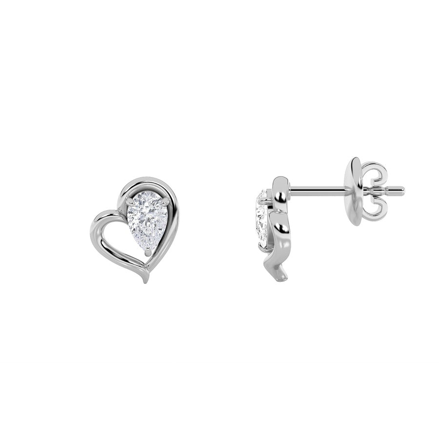 0.5Cttw Pear Shaped Lab Grown Diamond (F/VS) HeartShaped Earrings in 14K Gold