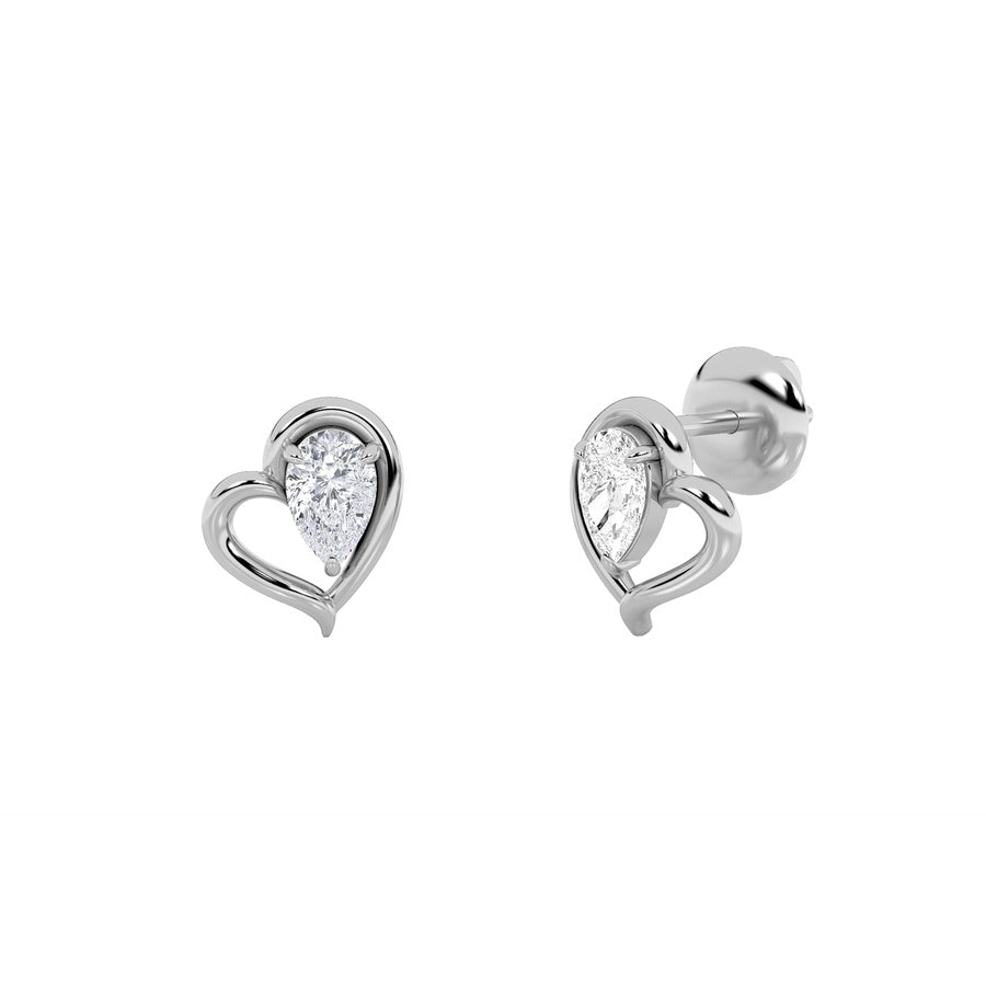0.5Cttw Pear Shaped Lab Grown Diamond (F/VS) HeartShaped Earrings in 14K Gold