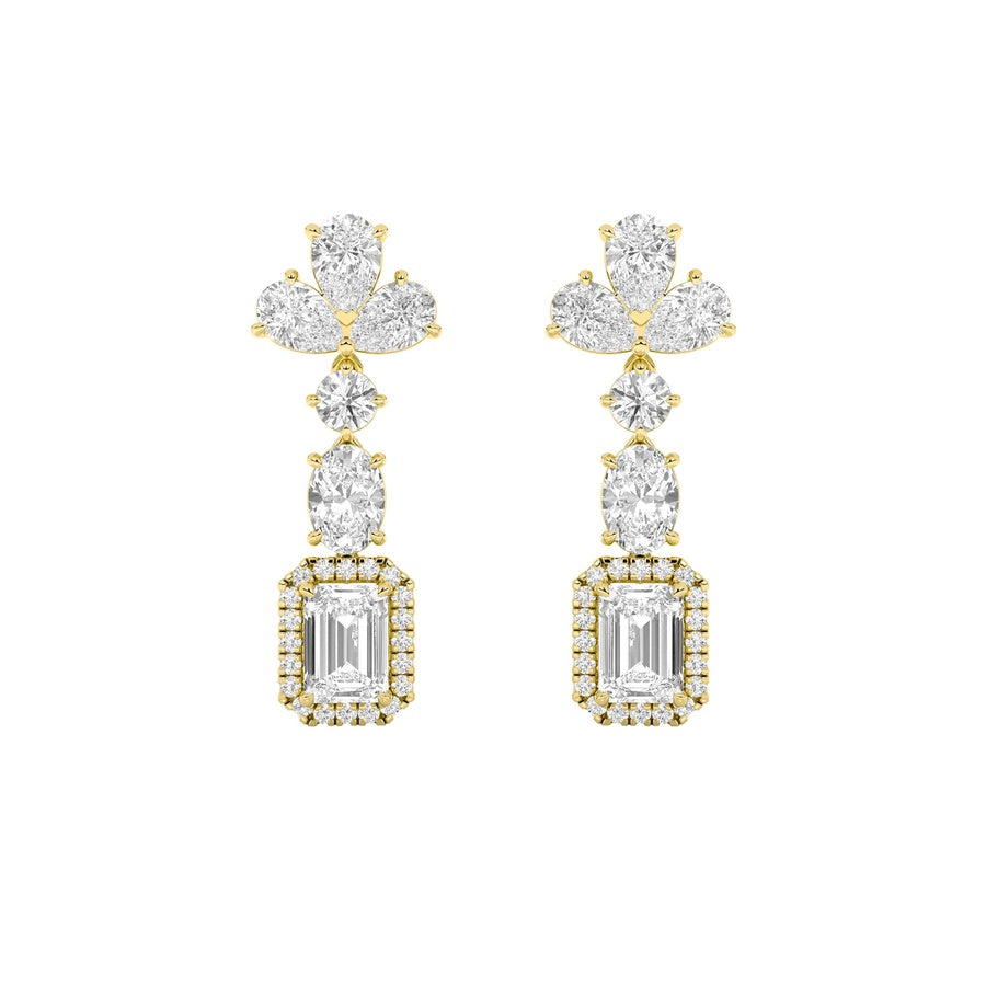 5.5Cttw Radiant Shaped Lab Grown Diamond (F/VS) Dangle Earrings in 14K Gold