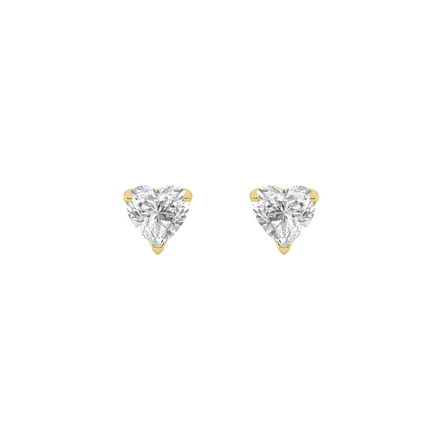 2Cttw Heart Shaped Lab Grown Diamond (F/VS) HeartShaped Earrings in 14K Gold