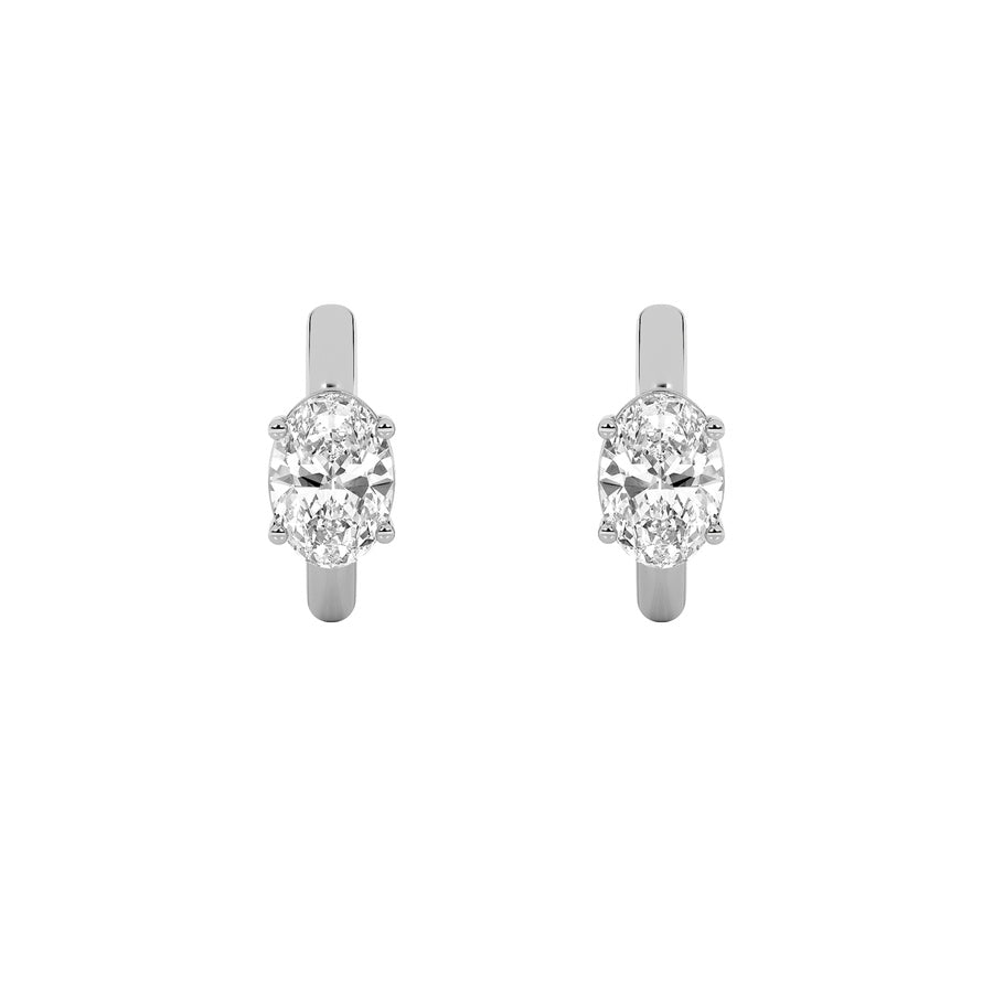 0.5Cttw Oval Shaped Lab Grown Diamond (F/VS) Huggie Cuff Earrings in 14K Gold