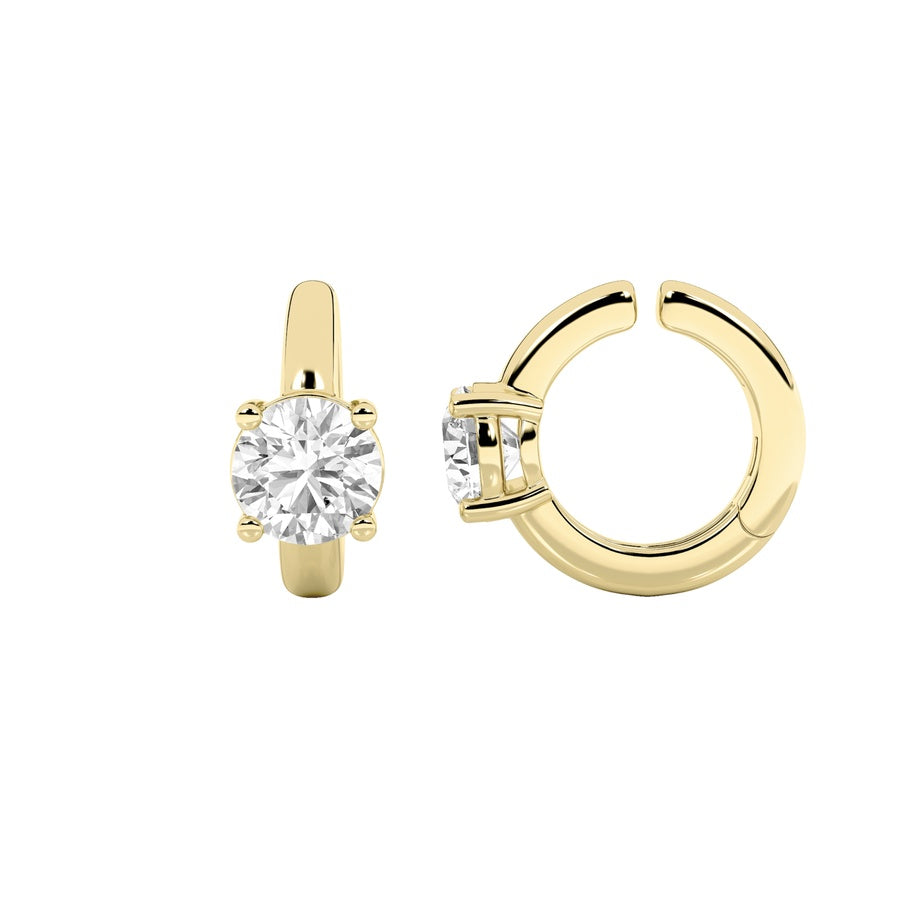 0.5CTW Round Shaped Lab Grown Diamond (F/VS) Huggie Cuff Earrings in 14K Gold