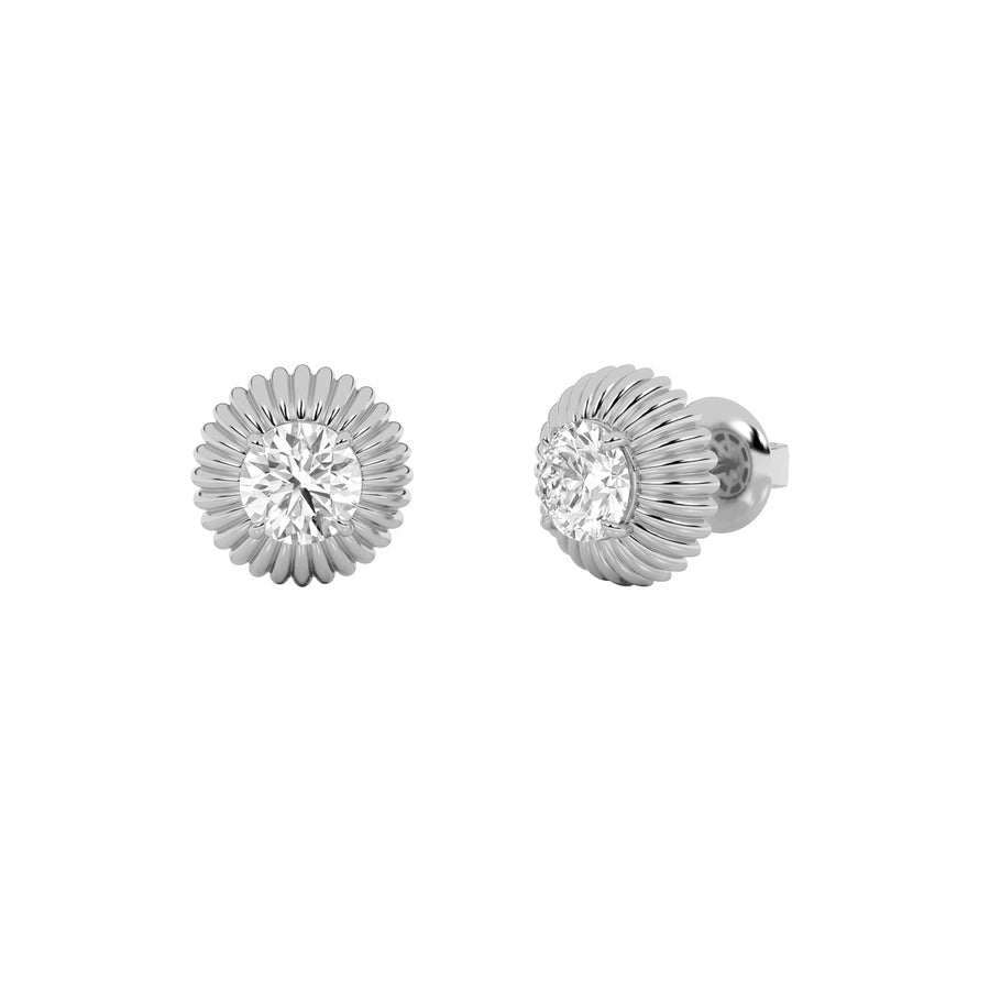 2Cttw Round Shaped Lab Grown Diamond (F/VS) Vintage Inspired Stud Earrings in 14K Gold
