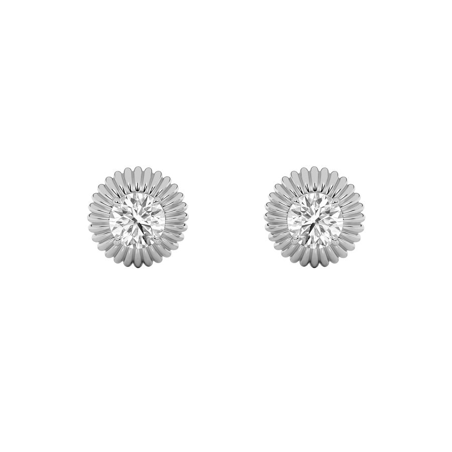 2Cttw Round Shaped Lab Grown Diamond (F/VS) Vintage Inspired Stud Earrings in 14K Gold