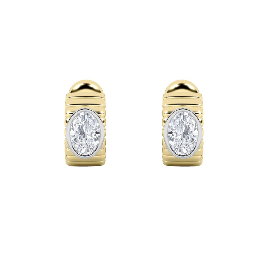 2Cttw Oval Shaped Lab Grown Diamond (F/VS) FashionEarrings in 14K Gold
