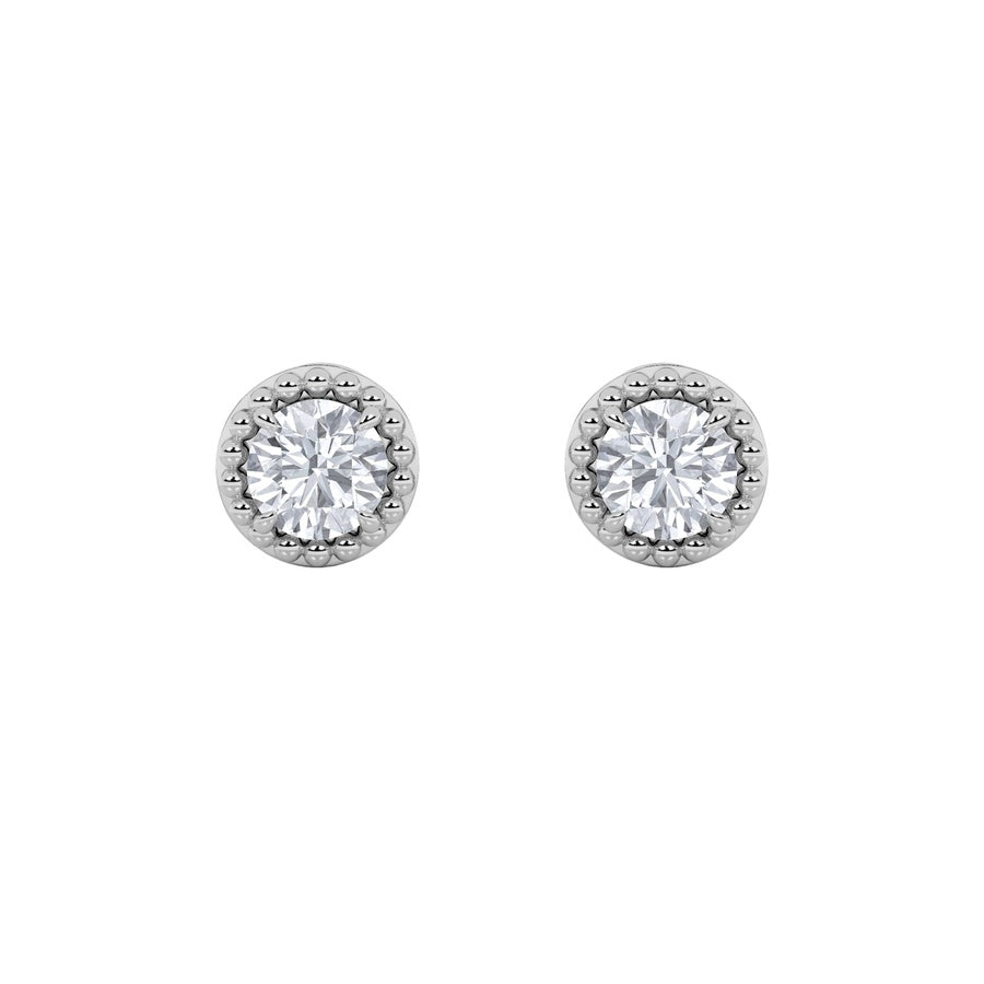 2Cttw Round Shaped Lab Grown Diamond (F/VS) Stud Earrings in 14K Gold