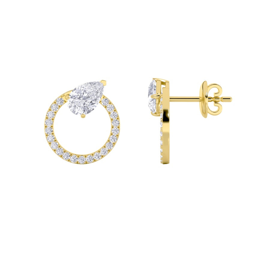 1.5Cttw Pear Shaped Lab Grown Diamond (F/VS) Dangle Fashion Earrings in 14K Gold