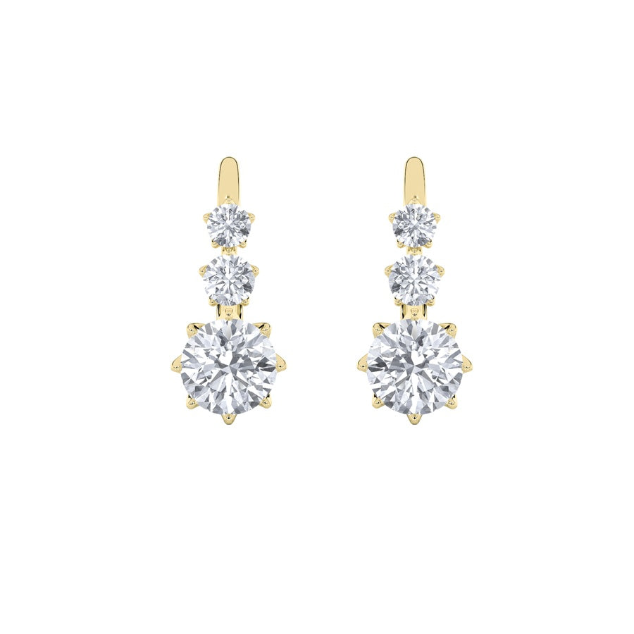 2.5Cttw Round Shaped Lab Grown Diamond (F/VS) Antique Design Earrings in 14K Gold