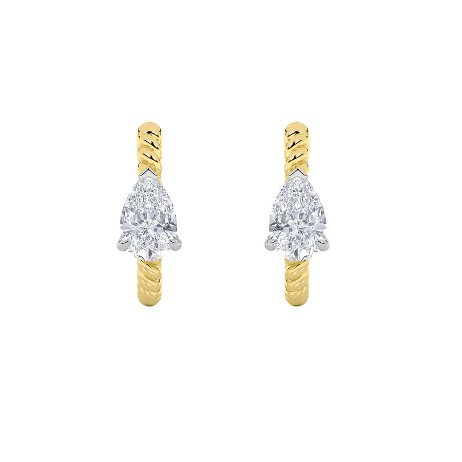 1Cttw Pear Shaped Lab Grown Diamond (F/VS) Hoop Earrings in 14K Gold