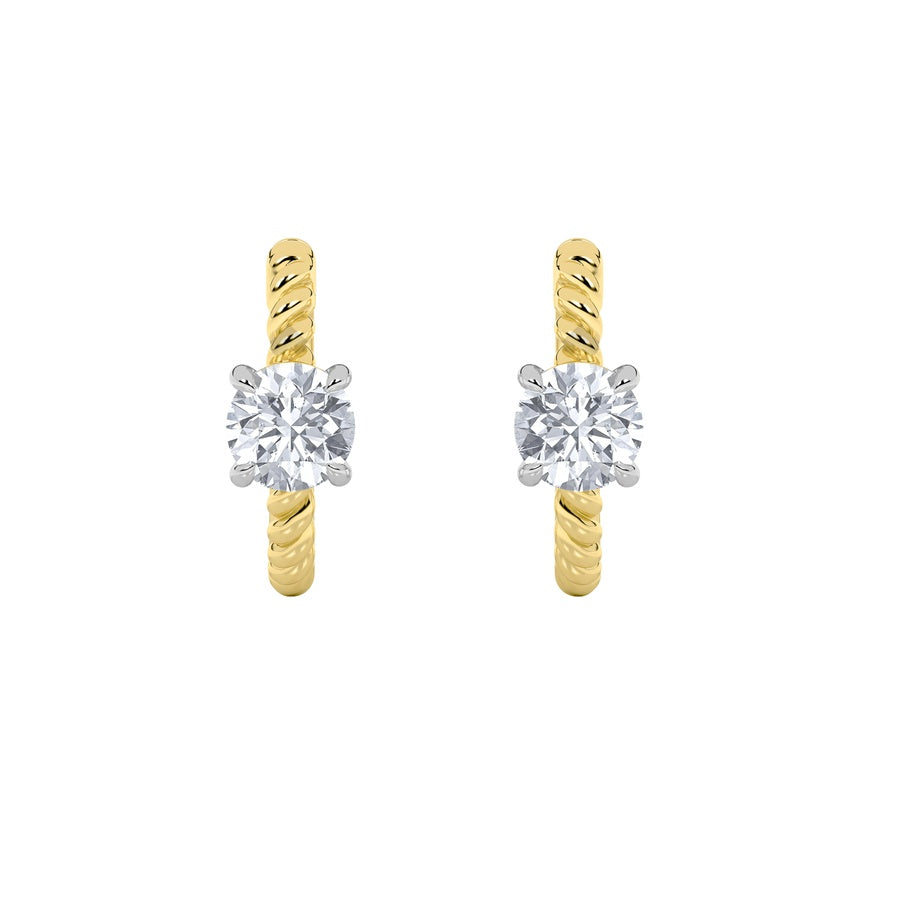 1Cttw Round Shaped Lab Grown Diamond (F/VS) Accented Hoop Earrings in 14K Gold