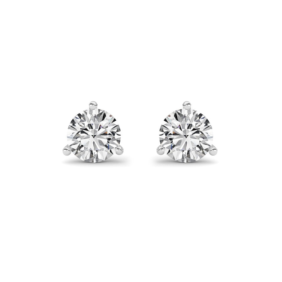 0.75Cttw Round Shaped Lab Grown Diamond (G/VS) Three Prong Martini Stud Earrings in 14K White Gold