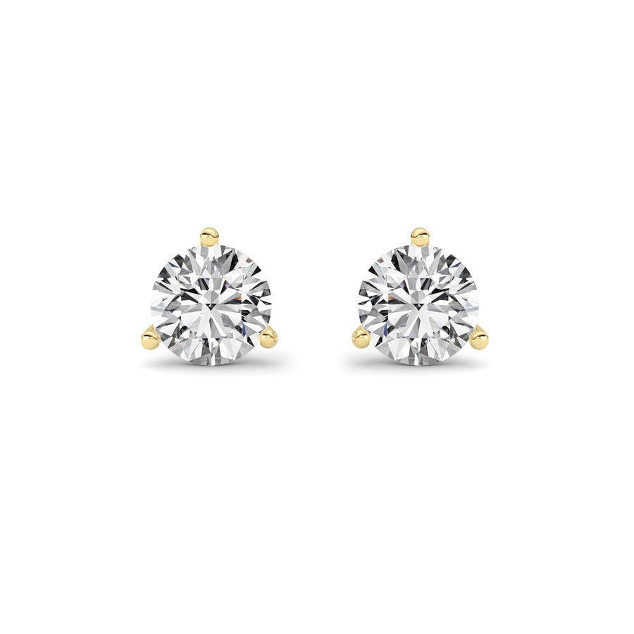 0.75Cttw Round Shaped Lab Grown Diamond (G/VS) Three Prong Martini Stud Earrings in 14K White Gold