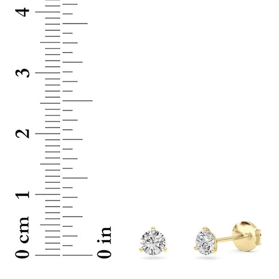 0.75Cttw Round Shaped Lab Grown Diamond (G/VS) Three Prong Martini Stud Earrings in 14K White Gold