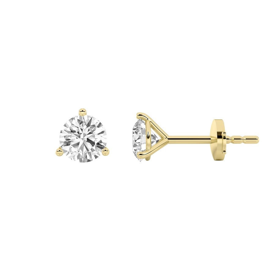 3.5Cttw Round Shaped Lab Grown Diamond (G/VS) Three Prong Martini Stud Earrings in 14K White Gold