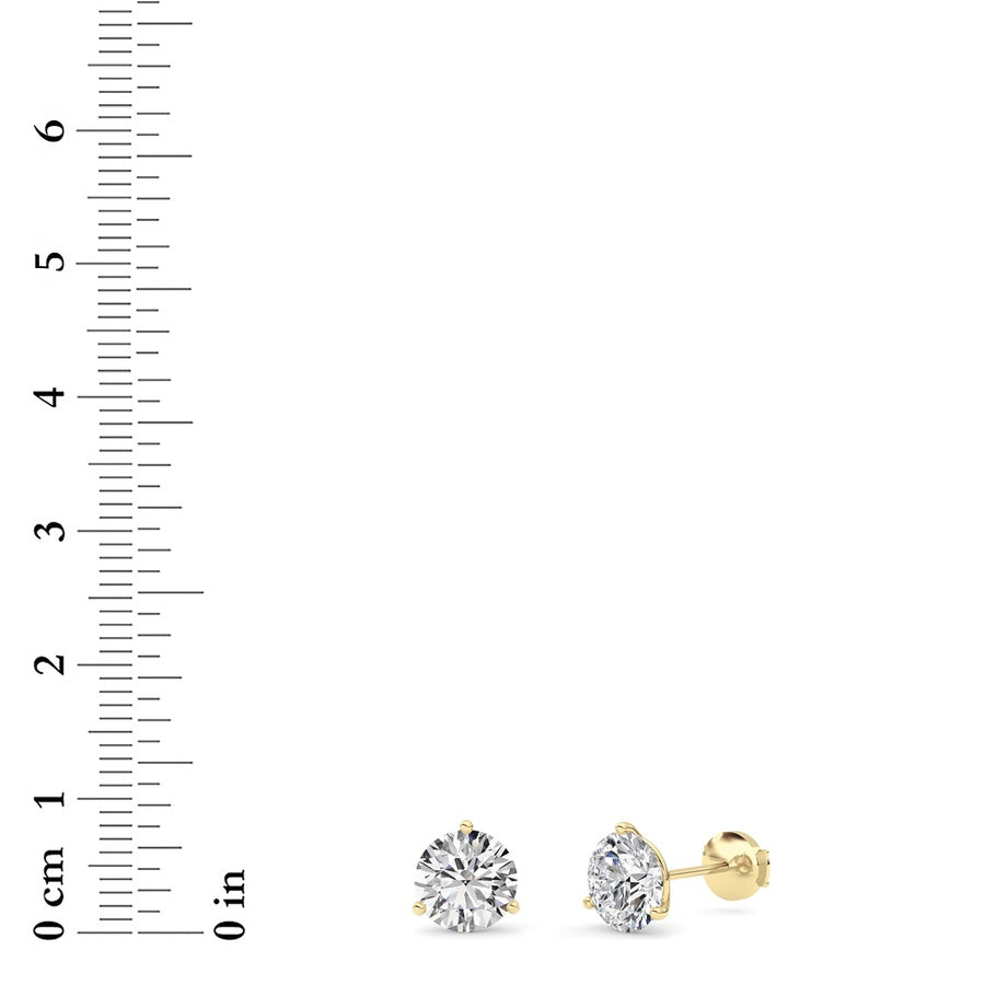 3.5Cttw Round Shaped Lab Grown Diamond (G/VS) Three Prong Martini Stud Earrings in 14K White Gold