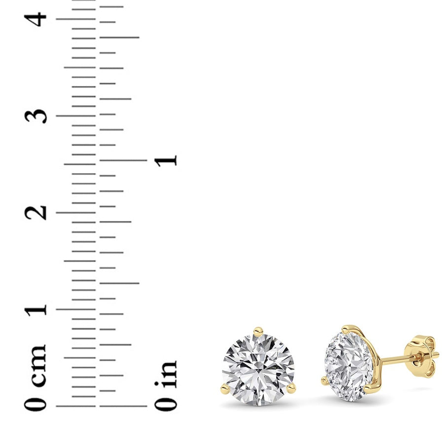 4Cttw Round Shaped Lab Grown Diamond (G/VS) ThreeProng Martini Stud Earrings in 14K White Gold