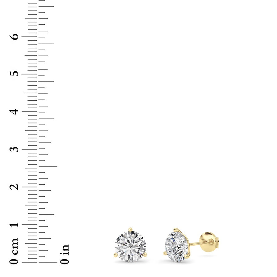 4.5Cttw Round Shaped Lab Grown Diamond (G/VS) Three Prong Martini Stud Earrings in 14K White Gold