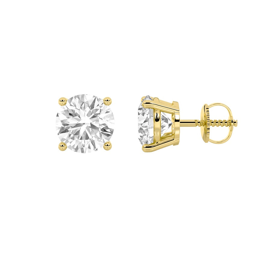 5.5Cttw Round Shaped Lab Grown Diamond (G/VS) Three Prong Martini Stud Earrings in 14K White Gold