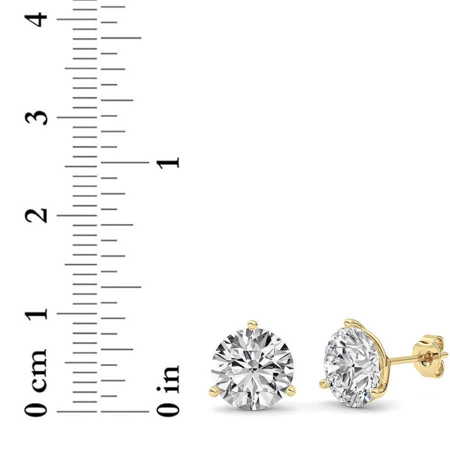 6Cttw Round Shaped Lab Grown Diamond (G/VS) ThreeProng Martini Stud Earrings in 14K White Gold