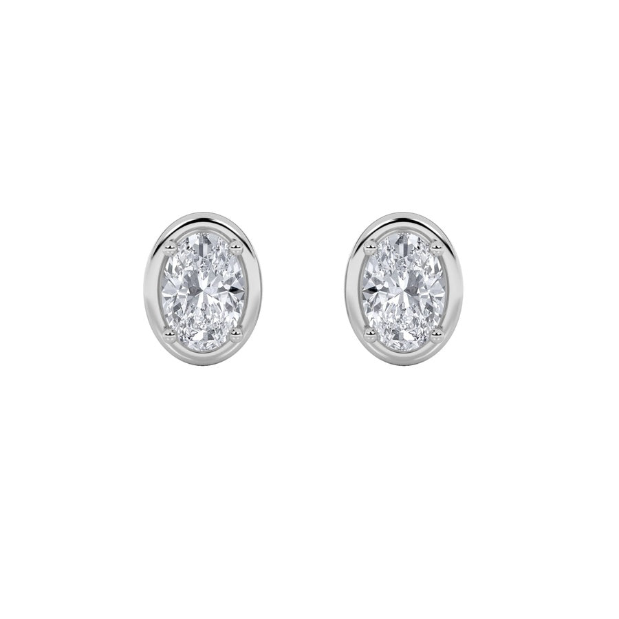 Oval Shape Stud Earrings lab grown diamond