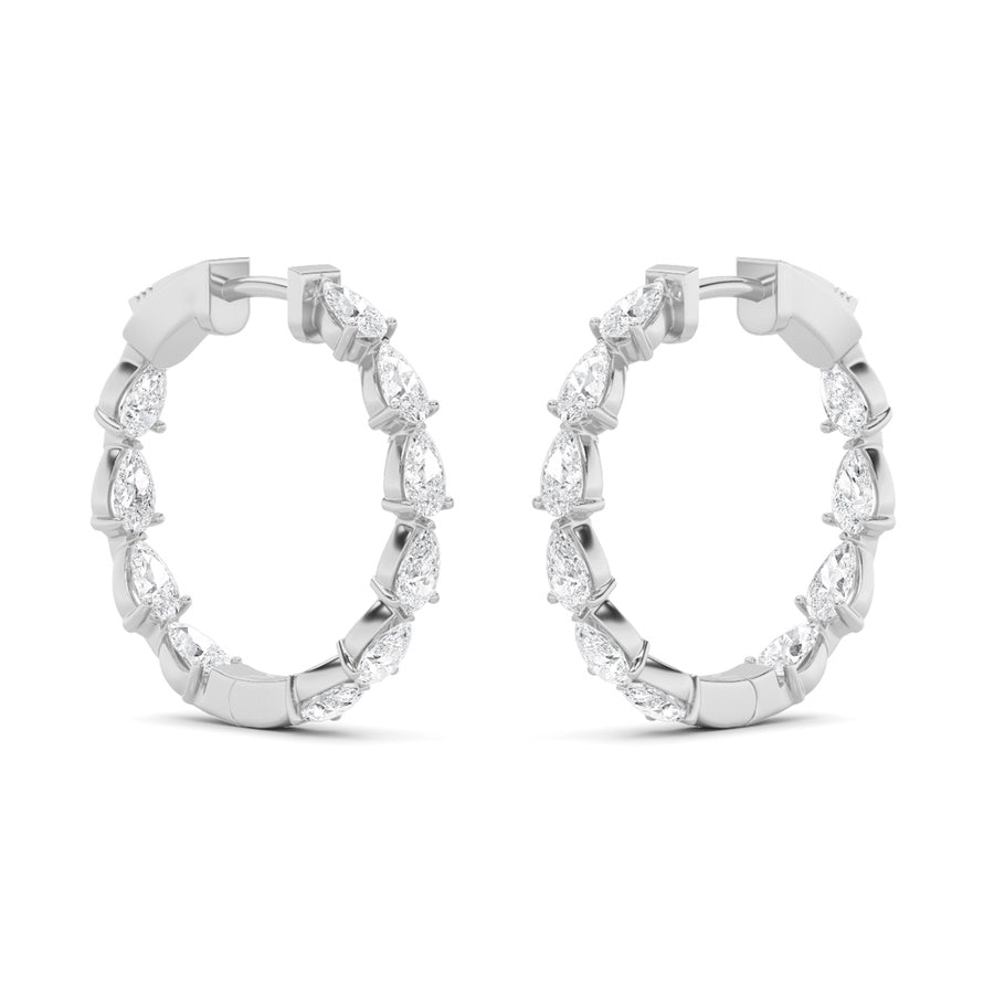 4Cttw Pear Shaped Lab Grown Diamond (F/VS) InsideOut Hoop Earrings in 14K Gold