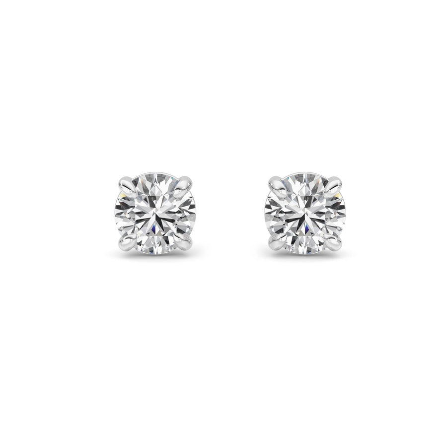 1Cttw Round Shaped Lab Grown Diamond 4 Prong StudEarrings in 14K Gold (F/VS)