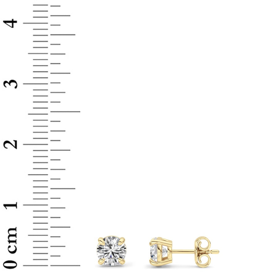 1Cttw Round Shaped Lab Grown Diamond 4 Prong StudEarrings in 14K Gold (F/VS)