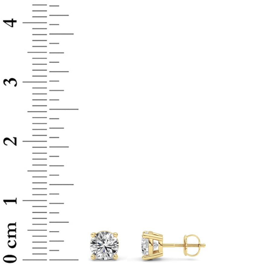 1Cttw Round Shaped Lab Grown Diamond (F/VS) Stud Earrings in 14K Gold