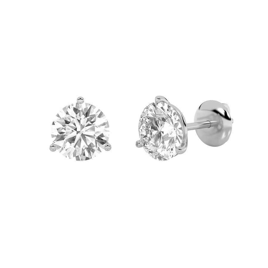 1Cttw Round Shaped Lab Grown Diamond (F/VS) Stud Earrings in 14K Gold