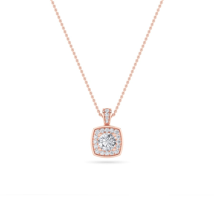 Round Shape Halo Pendant lab grown diamond